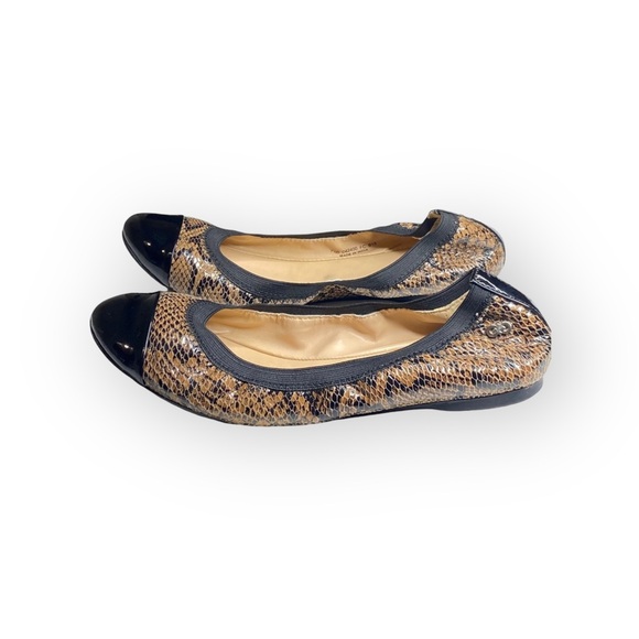 Cole Haan ⌘ Deltona Cap Toe Gore Leather Ballet Flats ⌘ Brown Snakeskin ⌘ 7.5M - Picture 6 of 16